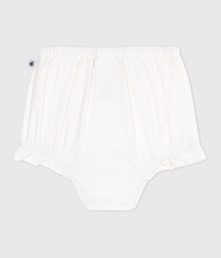 Pantalones bombachos de seersucker para beb&eacute; blanco ECUME