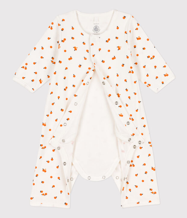 Bodyjama de algod&oacute;n estampado blanco/ORANGE