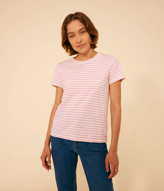 Camiseta La Recta de algodón a rayas con cuello redondo para mujer  AVALANCHE/ SHOCKING