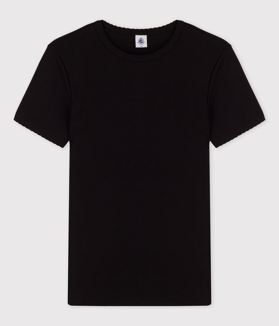 Camiseta L'ICONIQUE de punto «cocotte» de algodón para mujer negro NOIR