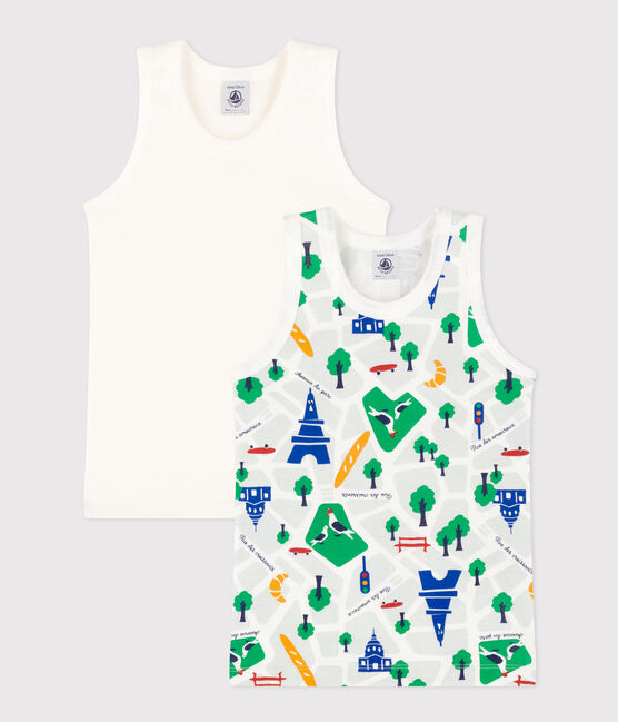Juego de 2 camisetas infantiles de algodón sin mangas con motivo de París variante 1