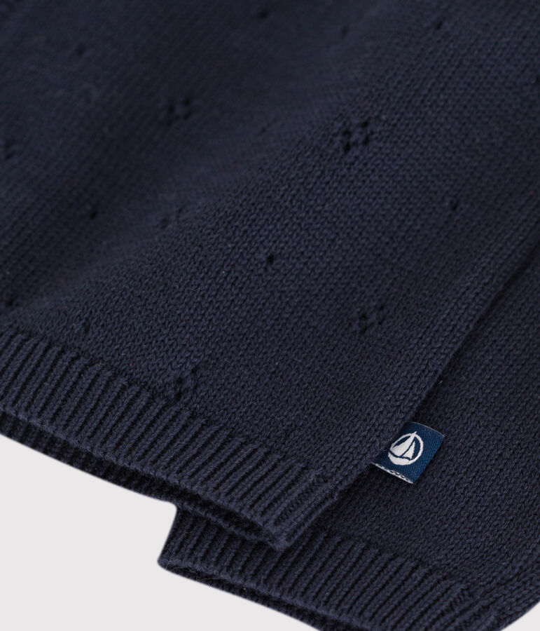 C&aacute;rdigan liso de punto tricotado de algod&oacute;n para beb&eacute; azul