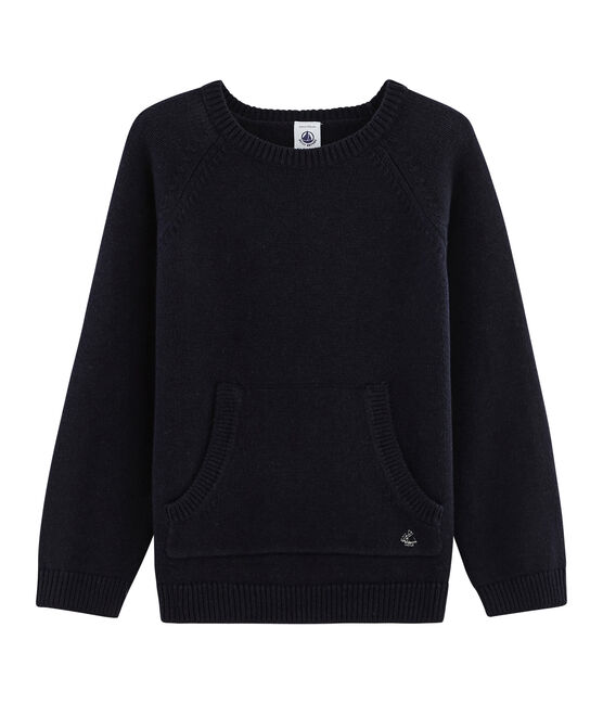 Jersey de punto de lana y algodón para niño azul SMOKING