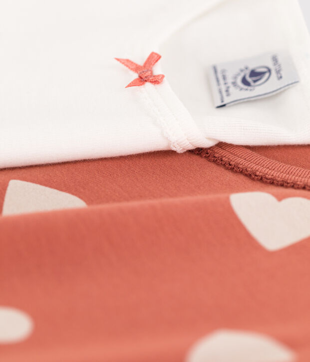 Juego de 2 camisetas de manga corta con corazones de algod&oacute;n de ni&ntilde;a multicolor