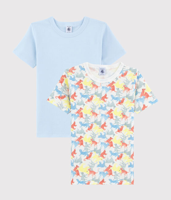 Lote de 2 camisetas de manga corta con estampado de gatos de algodón ecológico de niño variante 1