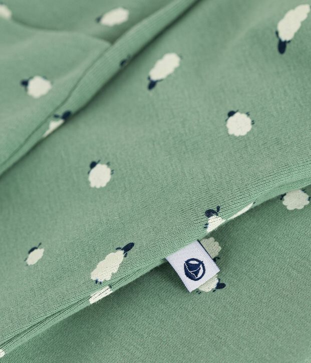 Mono saco de algod&oacute;n con cuello estampado para beb&eacute; verde/multicolor