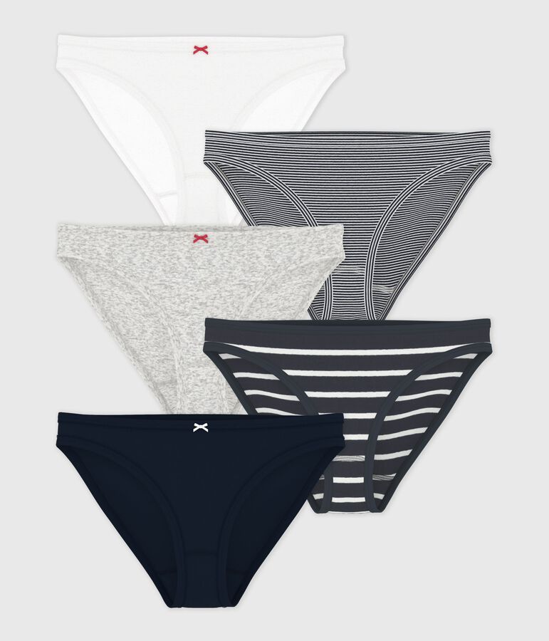 Juego de 5 braguitas de algod&oacute;n de mujer multicolor