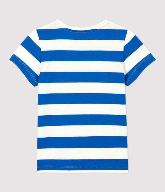Camiseta de manga corta de algodón de niña azul RUISSEAU/blanco MARSHMALLOW