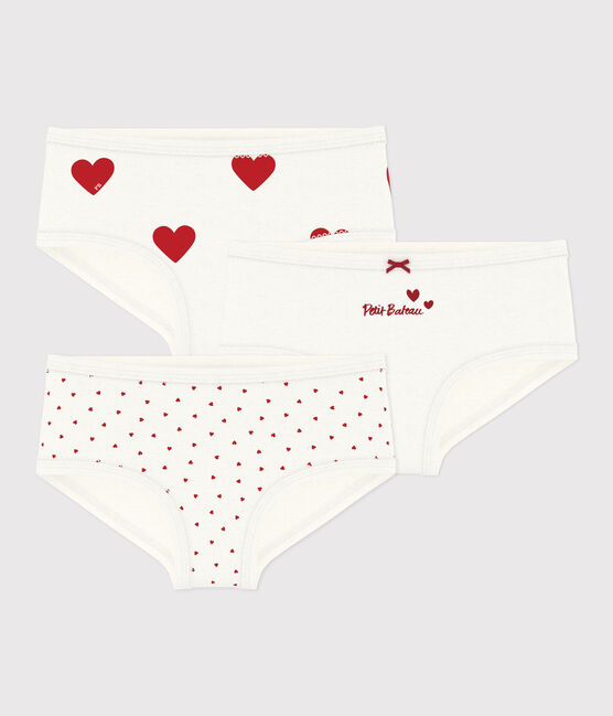 Juego de 3 braguitas infantiles de algodón de talle alto con corazón variante 1