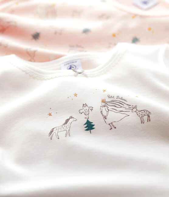 Juego de 2 camisetas de manga larga con estampado de princesas de niña de algodón variante 1