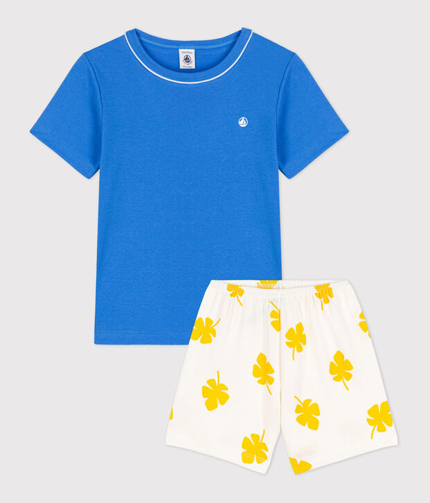 Pijama corto azul de algod&oacute;n de ni&ntilde;o azul/multicolor
