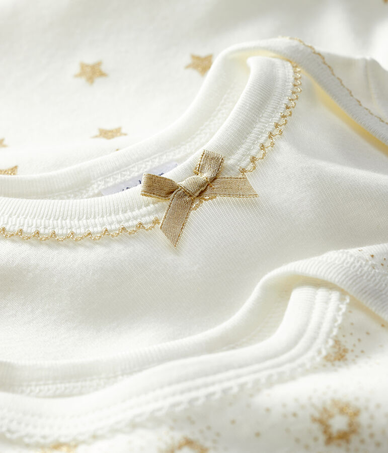 Tres bodis de manga corta para beb&eacute; de ni&ntilde;a multicolor