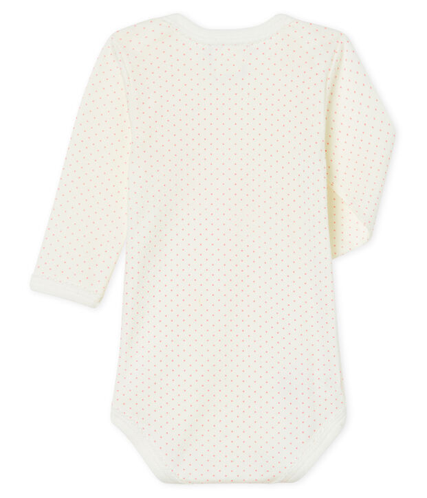 Body de manga larga para beb&eacute; ni&ntilde;a blanco/rosa