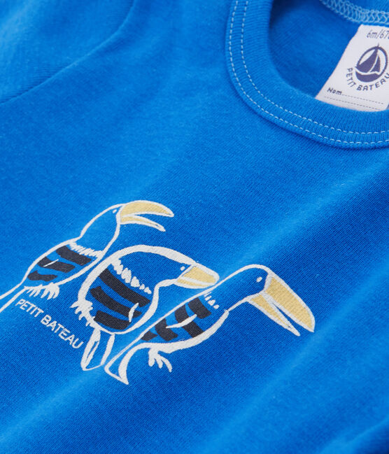 Camiseta lisa para bebé niño. azul DELFT