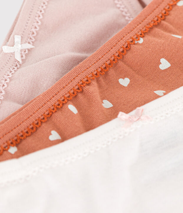 Juego de 3 braguitas de algod&oacute;n con coraz&oacute;n para ni&ntilde;a multicolor