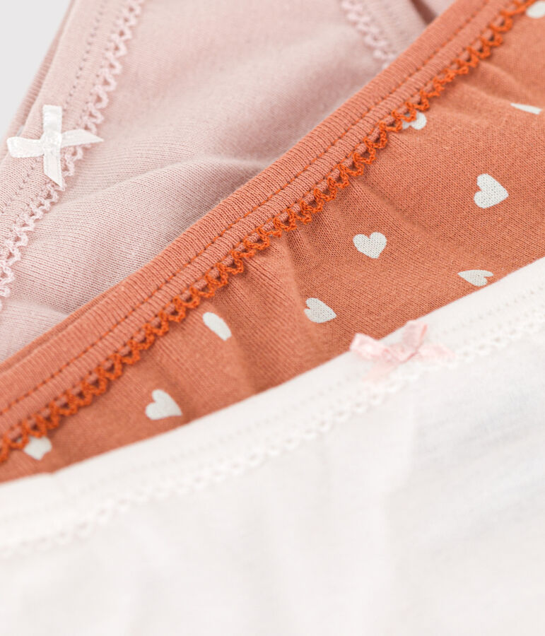 Juego de 3 braguitas de algod&oacute;n con coraz&oacute;n para ni&ntilde;a multicolor