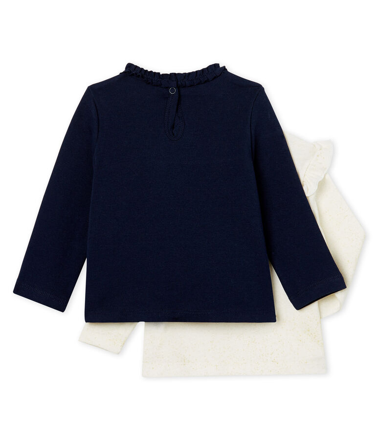 Juego de 2 camisetas de manga larga para beb&eacute; ni&ntilde;a multicolor