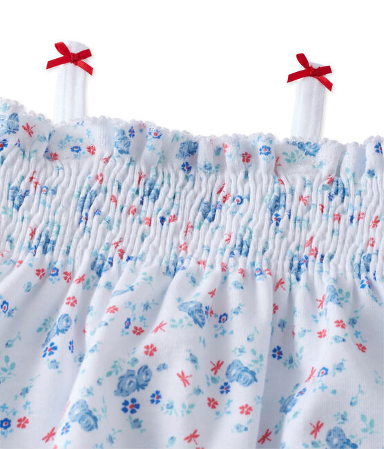 Mono corto estampado para bebé niña blanco ECUME/azul BLEU/ MULTICO