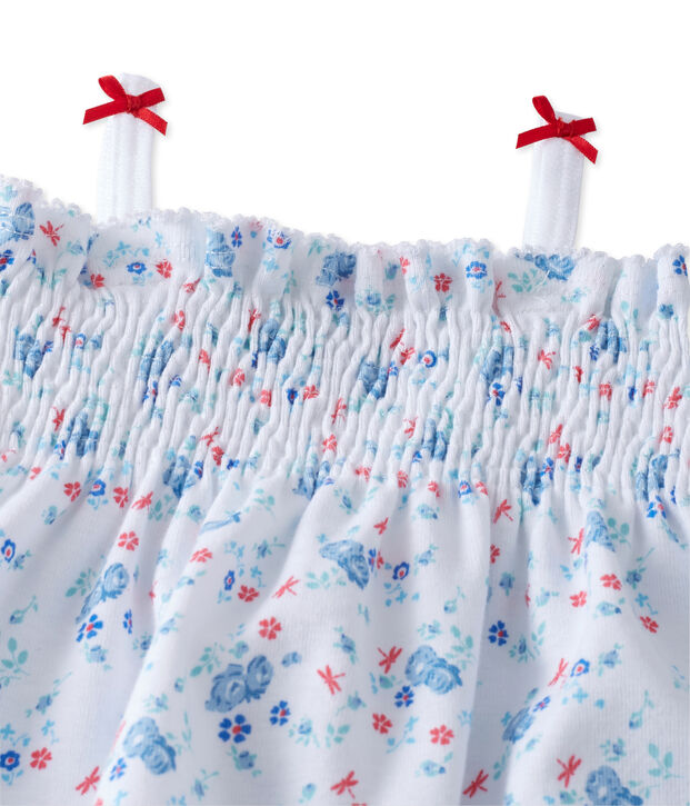 Mono corto estampado para beb&eacute; ni&ntilde;a blanco/azul/multicolor