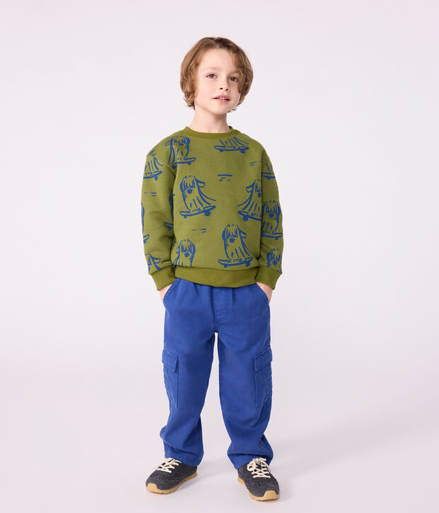 Sudadera infantil de algod&oacute;n con estampado azul/azul