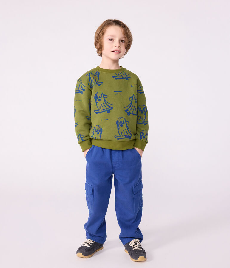 Sudadera infantil de algod&oacute;n con estampado verde/azul