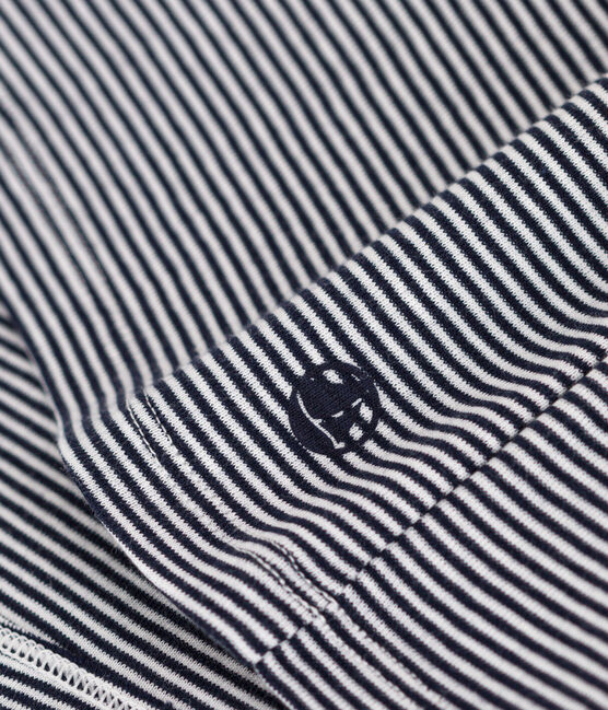 Camiseta Iconique de cuello vuelto de algodón para mujer azul SMOKING/blanco MARSHMALLOW