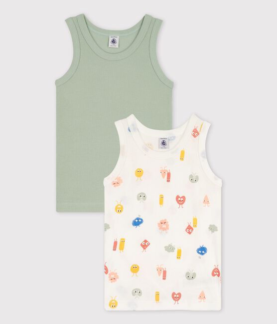 Juego de 2 camisetas de tirantes de emociones de algodón y lyocell de niño variante 1