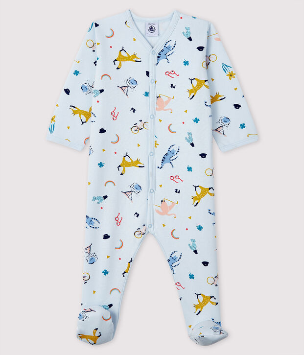 Pelele de mulet&oacute;n con estampado de animales para beb&eacute; azul/multicolor