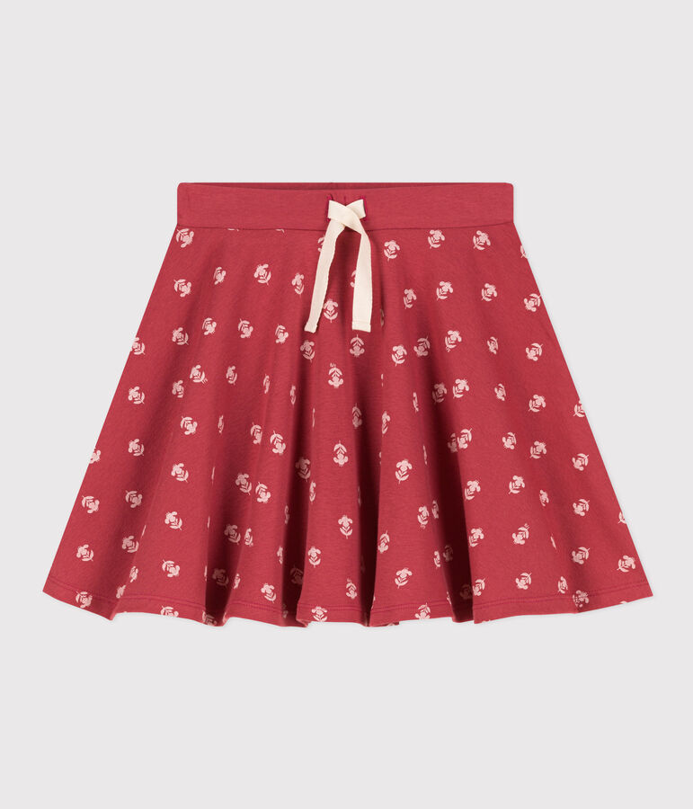 Falda estampada de algod&oacute;n para ni&ntilde;a rosa/crudo