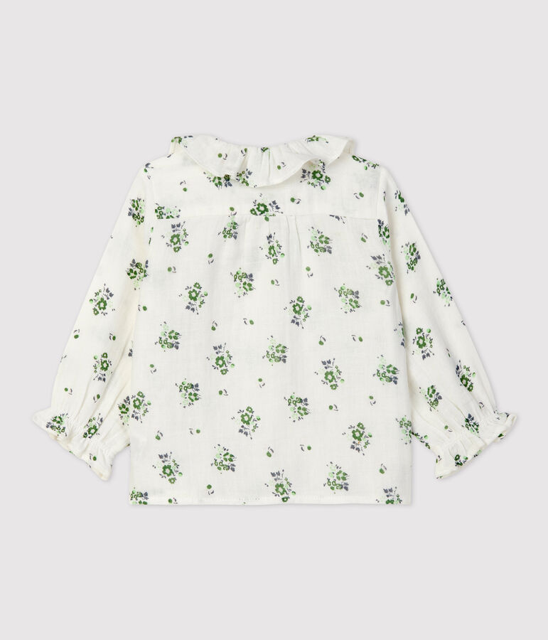 Blusa con estampado de flores de gasa de algod&oacute;n ecol&oacute;gico para beb&eacute; blanco/multicolor