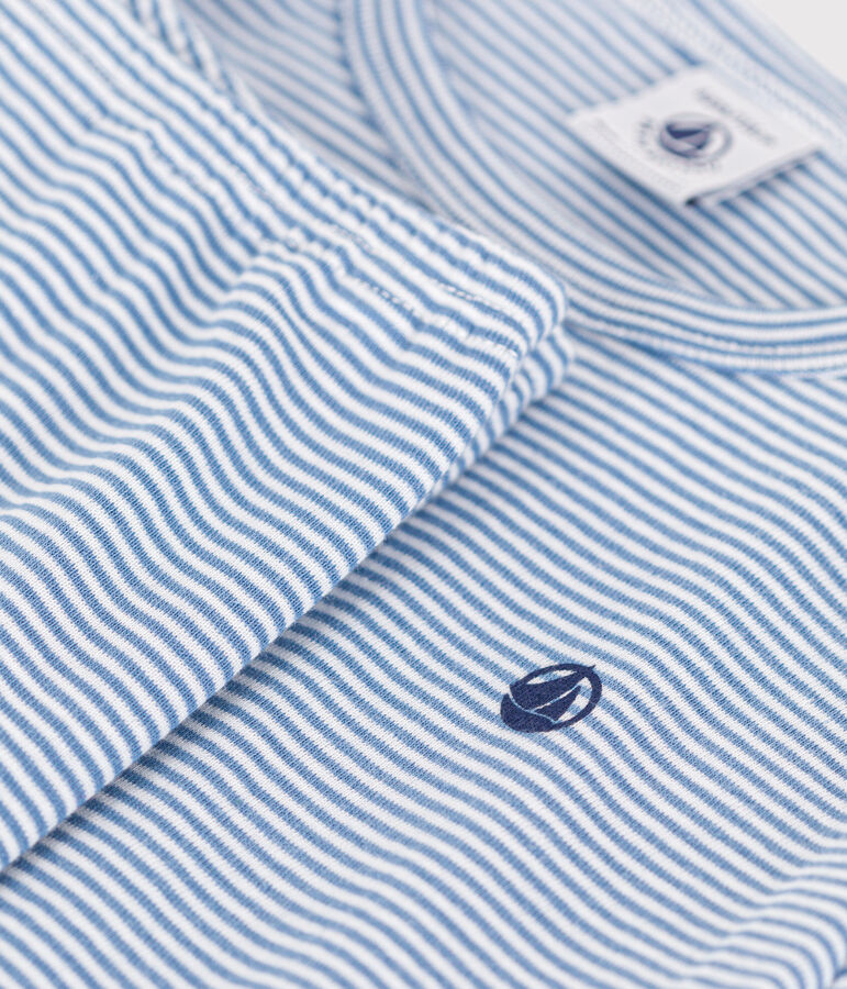 Pijama infantil de algod&oacute;n a rayas azul/blanco