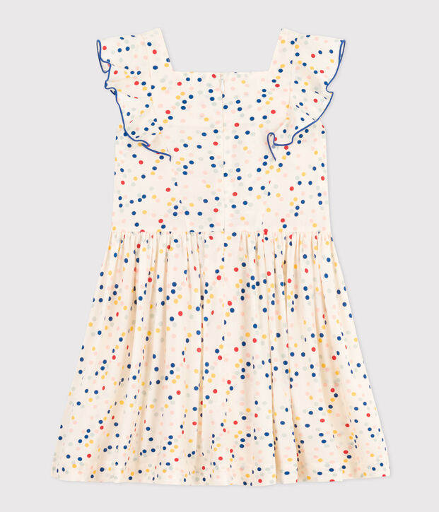 Vestido de lunares de popelina sin mangas para ni&ntilde;a blanco/multicolor