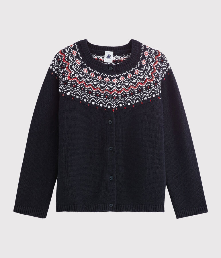 C&aacute;rdigan de lana y algod&oacute;n para ni&ntilde;a azul/multicolor