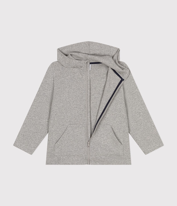 Sudadera con cremallera y capucha de punto de ni&ntilde;o gris
