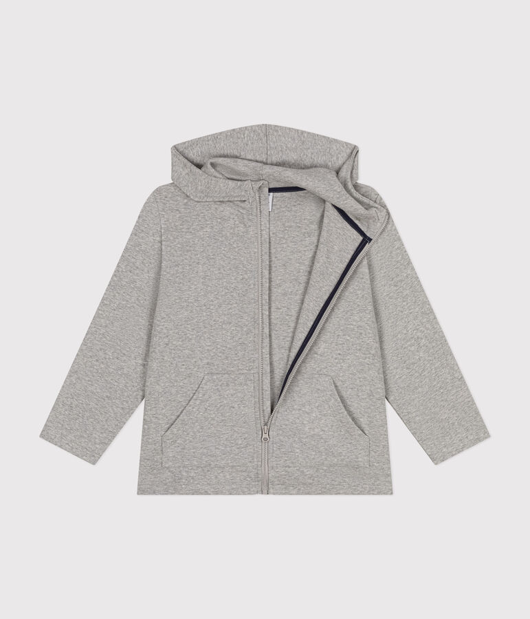 Sudadera con cremallera y capucha de punto de ni&ntilde;o gris