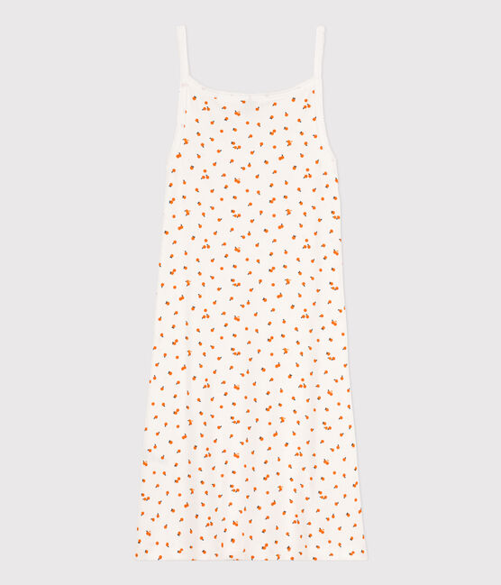 Camisón de algodón con naranjillas para mujer blanco MARSHMALLOW/blanco MULTICO