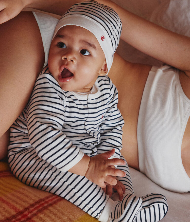 Bodyjama de algod&oacute;n a rayas blanco MARSHMALLOW/azul SMOKING