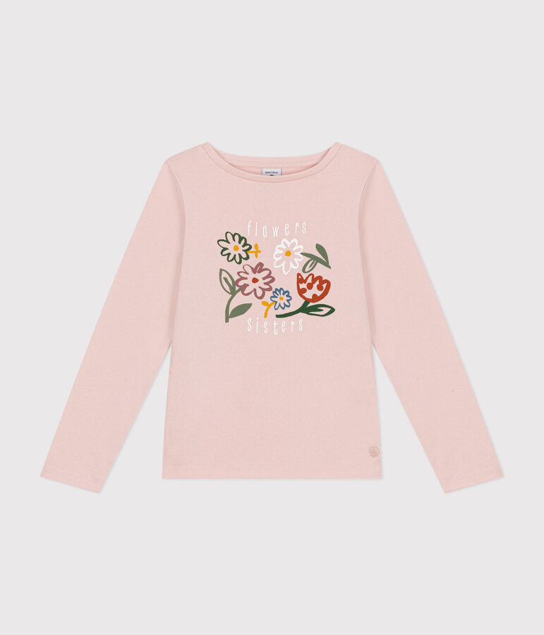 Camiseta de punto de manga larga para ni&ntilde;a rosa