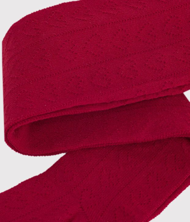 Leotardos de algod&oacute;n calado con corazones para beb&eacute; rojo