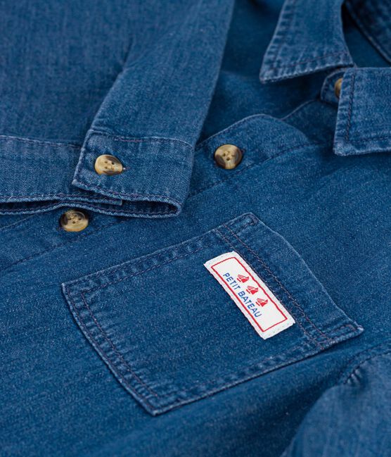 Camisa vaquera infantil lisa azul DENIM MOYEN