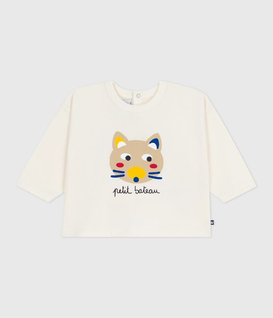 Camiseta de algodón de manga larga con estampado de gato para bebé MILK/ MULTICO