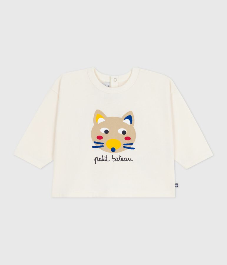 Camiseta de algod&oacute;n de manga larga para beb&eacute; crudo/multicolor