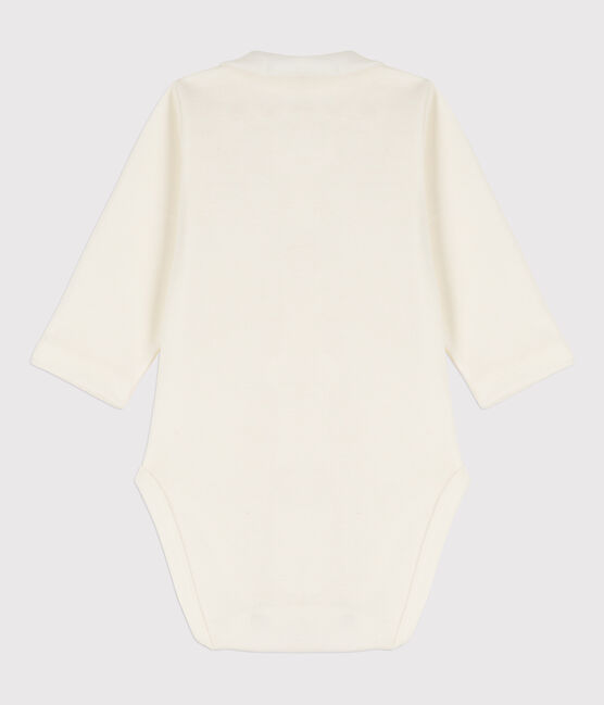 Bodi blanco con cuello de bebé de algodón orgánico blanco MARSHMALLOW