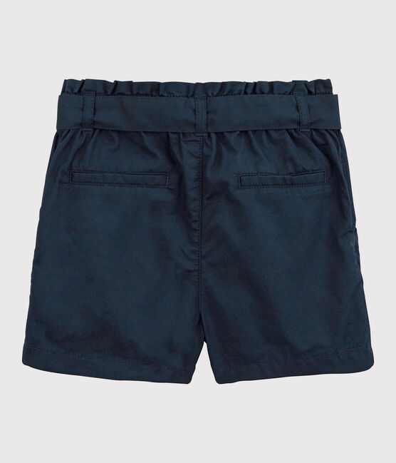 Shorts anudados de sarga de algodón para niña azul SMOKING