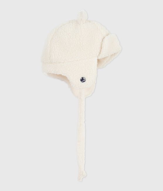 Gorro chapka de pelo sintético con forro de borreguito para bebé crudo MILK