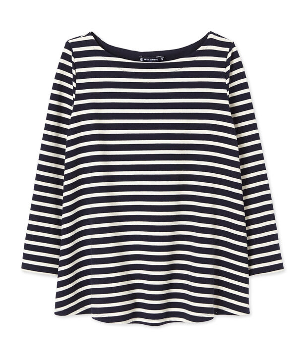 Top de mujer marinero en punto grueso azul/blanco