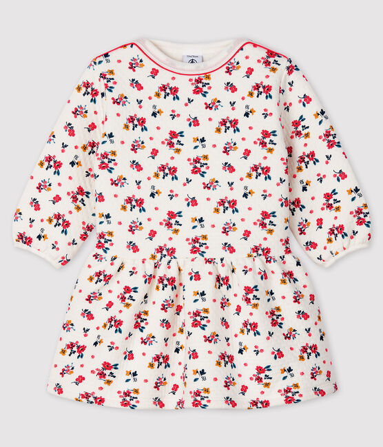 Vestido de manga larga para bebé niña blanco MARSHMALLOW/blanco MULTICO