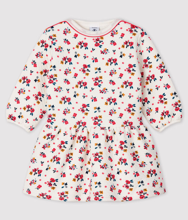 Vestido de manga larga para beb&eacute; ni&ntilde;a blanco/multicolor