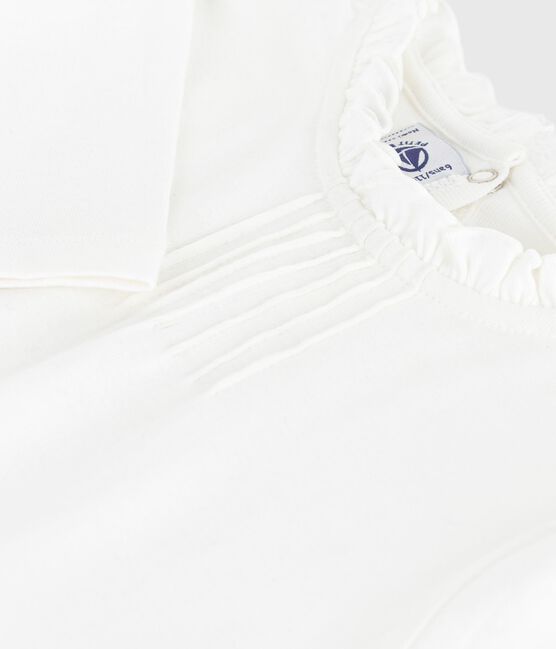Camiseta infantil lisa de algodón de manga larga blanco MARSHMALLOW