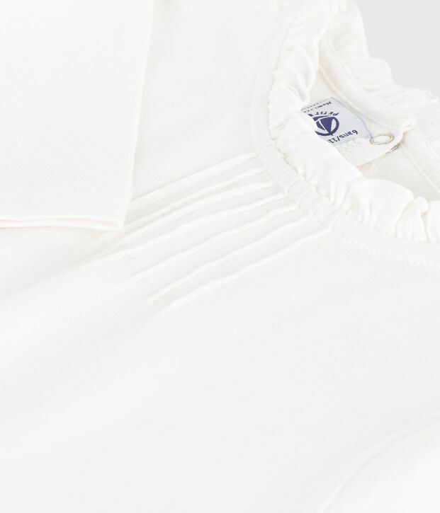 Camiseta infantil lisa de algod&oacute;n de manga larga blanco